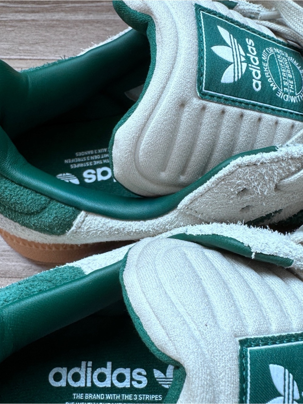 adidas Samba XLG Cream Suede with Dark Green Stripes and Gum Sole Size 10 - Picture 5 of 14